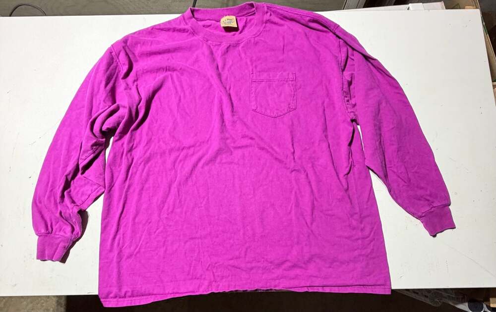 Vintage L.L. Bean x Russell Athletic Long Sleeve Pocket T-Shirt Fuchsia Pink